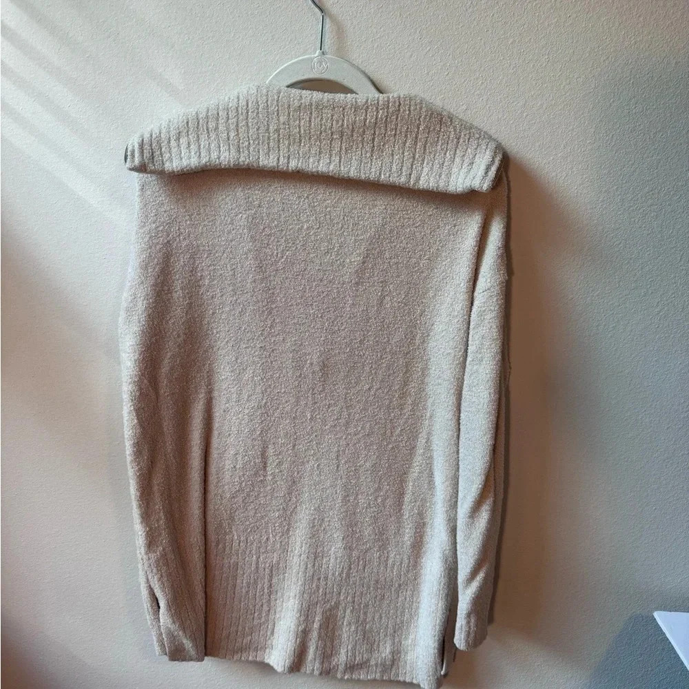 Barefoot Dreams CozyChic Lite Half-Zip Pullover - oatmeal, M - Picture 5 of 7